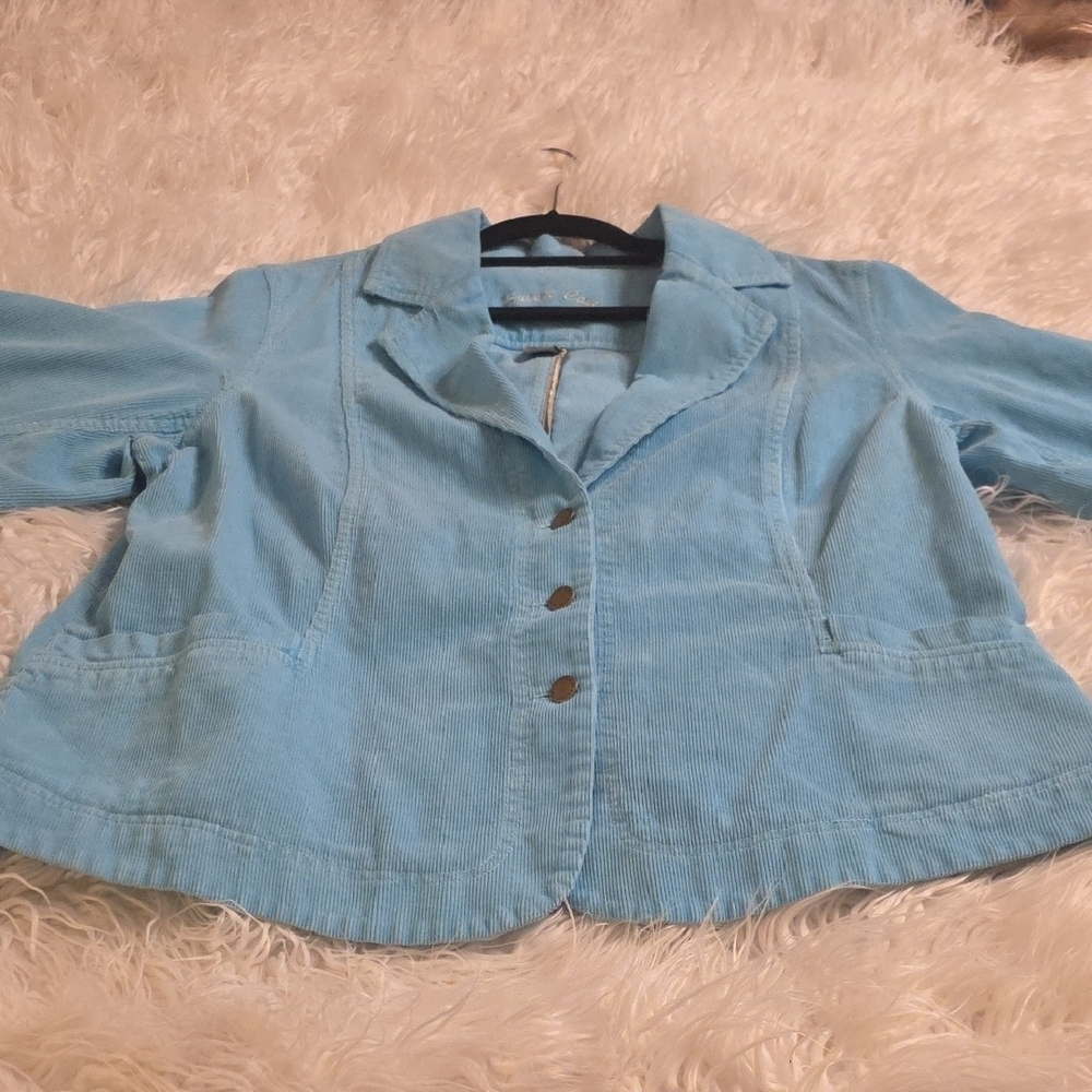 Sunset Cove Light Blue Courduroy Women's Blazer Jacket Size 1X